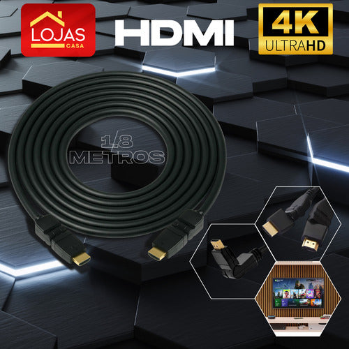 Cabo Hdmi Articulado Curvo Para Painel Tv Blindado Full Hd