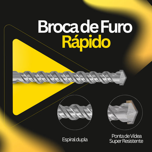 Broca Sds 10mm X 21cm Videa Para Martelete Alvenaria Rápida
