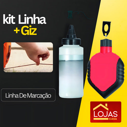 Carretel De Linha Lojas Casa 30m Com Pó De Giz Para Marcação Em Construção