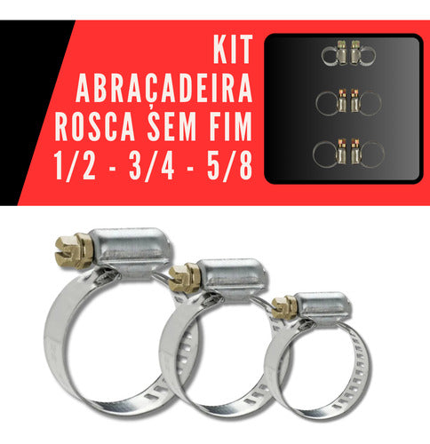 Kit 6 Abraçadeiras Aço Rosca Sem Fim Mangueiras, Compressor