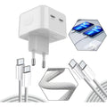 2x Cabos + Fonte Usb-c Para iPhone X / 12 /13 / 14 / 15 Pro