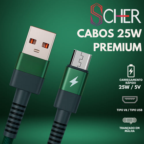 Cabo Recarga Controle Ps4 Usb V8 Trançado Resistente Tático