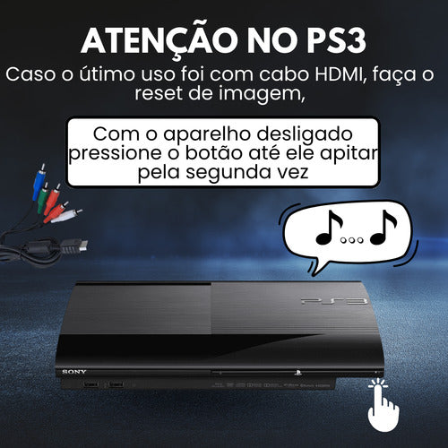 Cabo De Vídeo Para  Playstation Ps2 E Ps3 Alta Definição Av