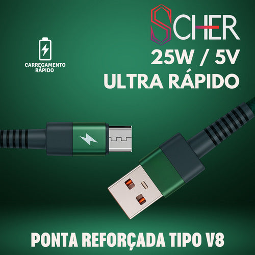 Cabo Recarga Controle Ps4 Usb V8 Trançado Resistente Tático