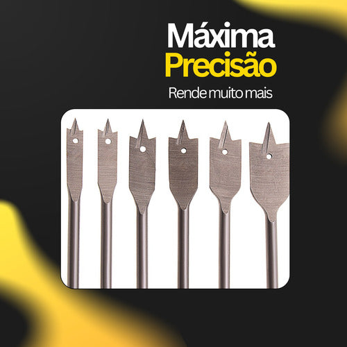 Brocas Chatas Kit 6 Peças Profissional Para Madeira Mdf