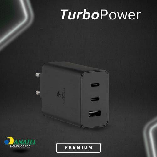 Carregador 65w Usb-c Triplo Para Moto Edge, Razr, G84, G73 G