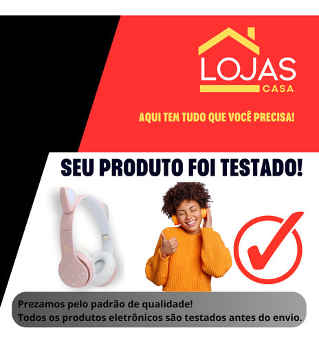 Fone De Ouvido Crianças Orelha De Gatinho Bluetooth Led Rgb