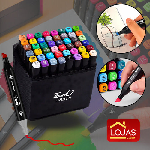 Canetinhas Touch Estojo Ponta Dupla 48 Cores Artístico