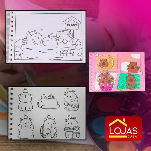Livro Para Colorir Pintura Desenho Cute Capivara Goods