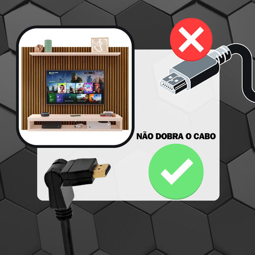 Cabo Hdmi Articulado Curvo Para Painel Tv Blindado Full Hd