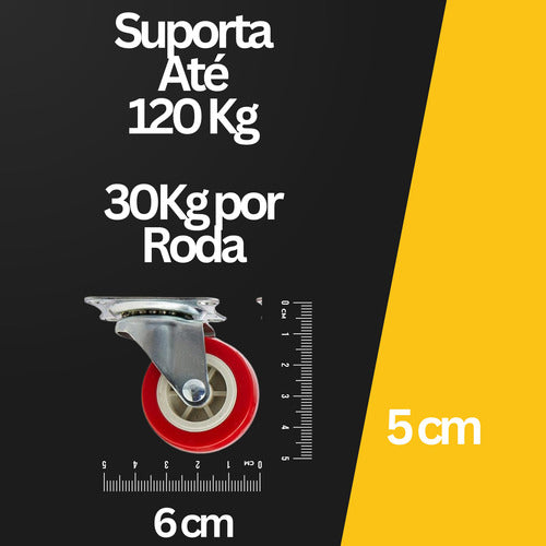 Kit 4 Rodas Giratórias E Rodizios Reforçado Capacidade 120kg