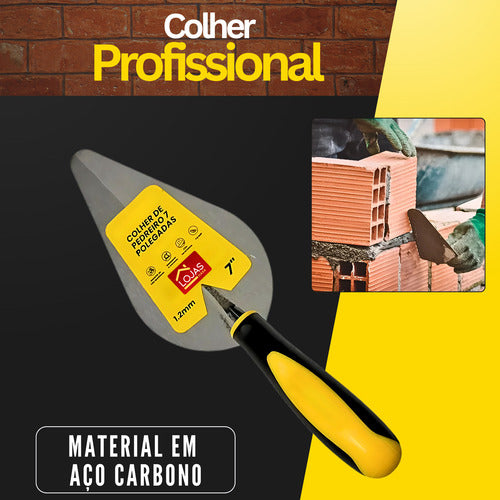 Colher De Pedreiro Jardim Canteiro Reta 7   Aço Profissional