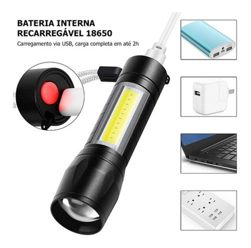 Lanterna Tatica Led Militar Longo Alcance Usb Recaregavel