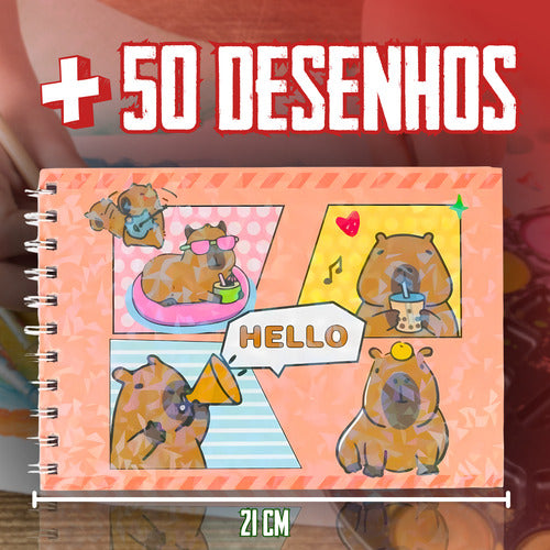 Livro Para Colorir Pintura Desenho Cute Capivara Goods