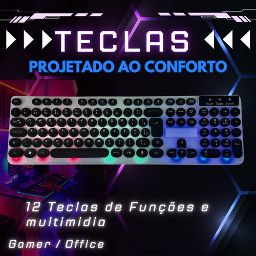 Kit Teclado E Mouse Usb Rgb Gamer Anti Ghosting Semi Mecânic