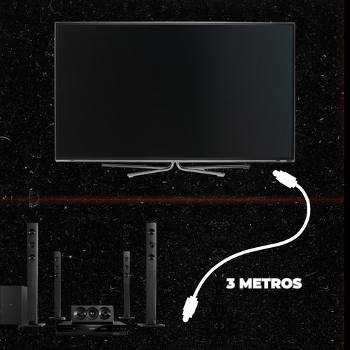 Cabo Óptico Para Áudio Digital Fibra De 3m Home Theater 5.1