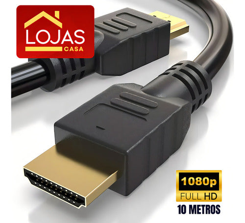 Cabo Hdmi Alta Velocidade 10m Preto Ethernet 1080p Tv Ps3 Ps4 Xbox Pc Lojas Casa