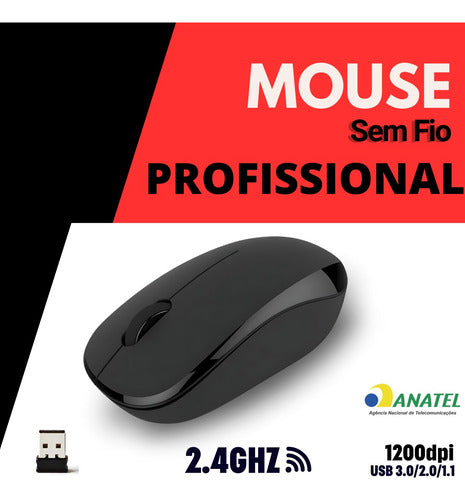 Mouse Sem Fio Sensor Óptico Profissional Confortável Cmos Un