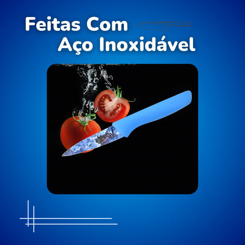 Jogo De Facas 6 Peças Cozinha Chef Churrasco Multiuso Lâmina