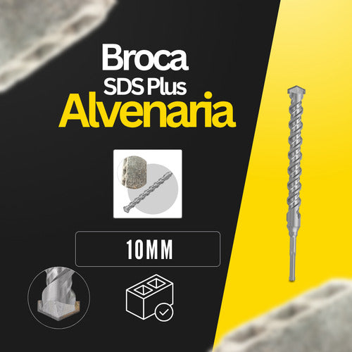 Broca Sds 10mm X 21cm Videa Para Martelete Alvenaria Rápida
