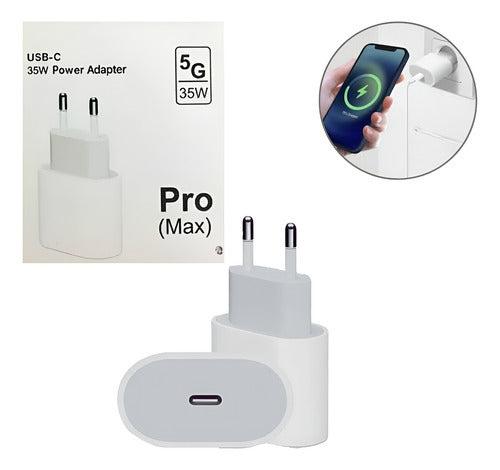 Fonte Turbo Ultra Pro Max Carregador 35w Para iPhone Cor Branco