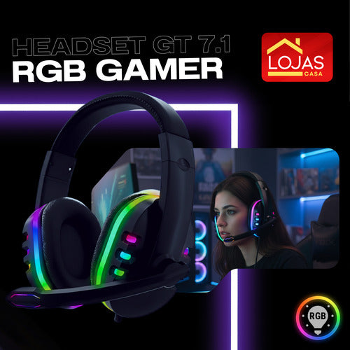 Fone Gamer 7.1 Rgb Som Imersivo 360 Jogos Pc Ps4/5 Xbox On
