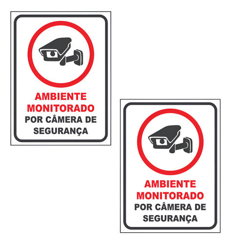 2 Placas Ambiente Monitorado Por Câmeras  / Lojas Casa