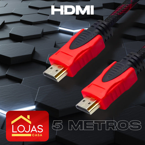 Cabo Hdmi 5 Metros Blindado 3d Full Hd Para Tv Game Pc Forte