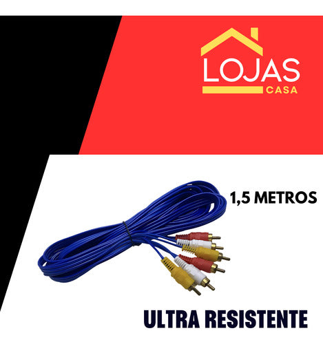 Cabo Rca 1,5 Metro Resistente E Flexível Plug Metal Blindado