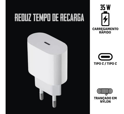 Fonte E Cabo Carregador 35w Para Samsung S24 S23 Note Xiaomi
