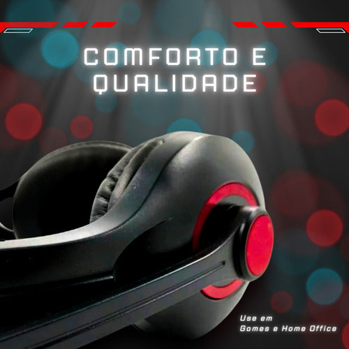 Headset Super Gamer C/ Fio Controle De Mídia Bass Microfone