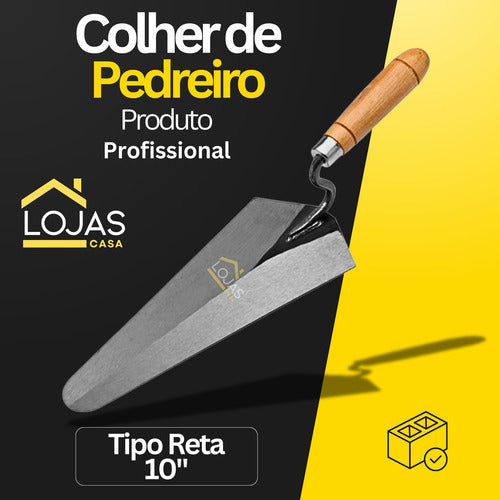 Colher De Pedreiro Jardim Canteiro Reta 10  Aço Profissional