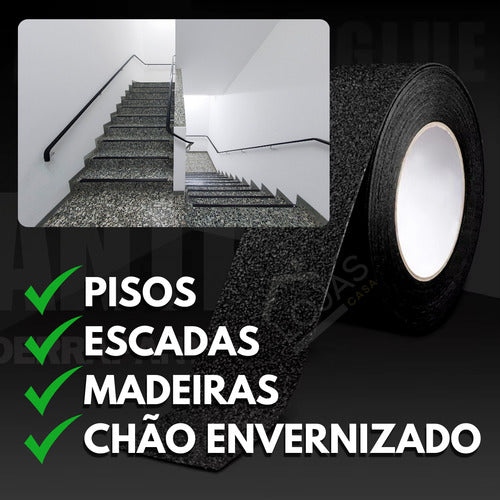 Rolo Fita Antiderrapante Adesiva Preta Piso Escada Rampa Boa