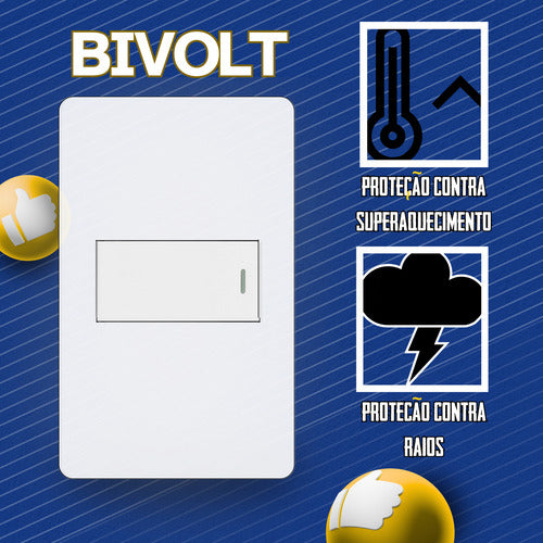 Interruptor Slim Modular 4x2 Tecla Simples Iluminaçao Branco