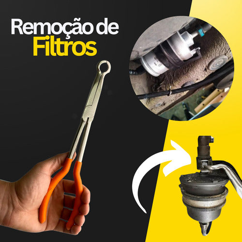 Alicate Formiguinha Meia Lua Longo Filtro De Combustível