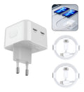 Carregador 50w Duplo Para iPhone 11 13 14 Pro Max + 2 Cabos