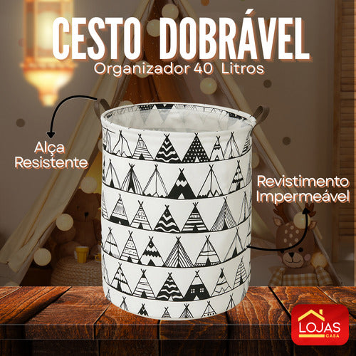 Cesto Organizador Multiuso Roupa Suja Dobrável Estampa