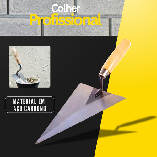 Colher Pedreiro Profissional Triangular Para Quinas Esquadro
