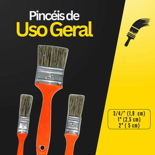 Kit 3 Trincha Pincel P/ Pintura Profissional Vários Tamanhos