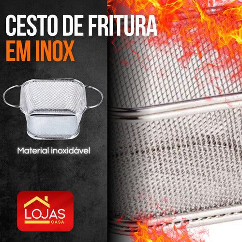 Cesto C/alça Batatinha Frita, Porções Para Servir Aço Inox