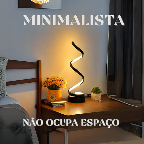 Luminária De Mesa Led Em Espiral Com 3 Tipos De Temperatura