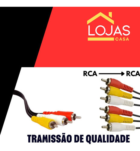 Cabo Fio 3rca Áudio Vídeo Reforçado 1.5 M Para Dvd Som Tv