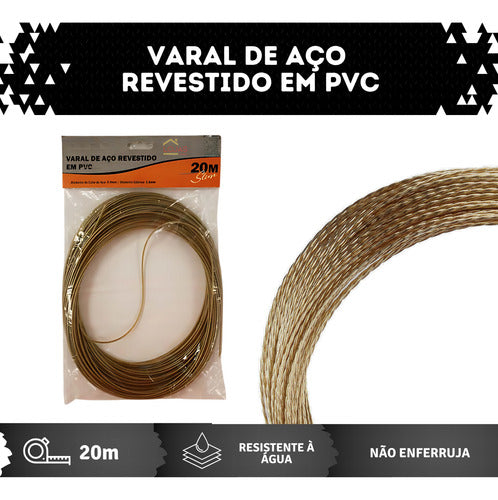 Varal De Roupas Slim Revestido Em Pvc De Aço Reforçardo 20m