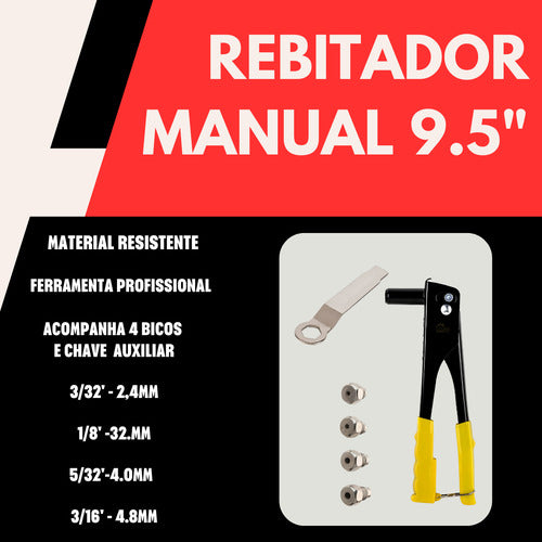 Rebitadeira Manual Profissional Reforçada 4 Bicos + Chave