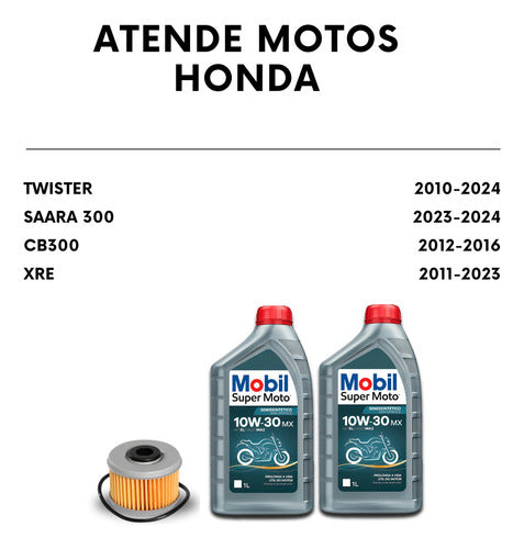 Kit Troca Oleo E Filtro Cbx250 Twister Cb300 Xre Mobil 10w30