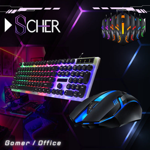 Kit Teclado E Mouse Usb Rgb Gamer Anti Ghosting Semi Mecânic