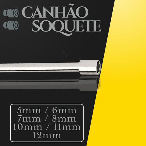 Jogo E Kit De Chave Canhão 7 Pcs Aço 5 A12 Mm Profissional