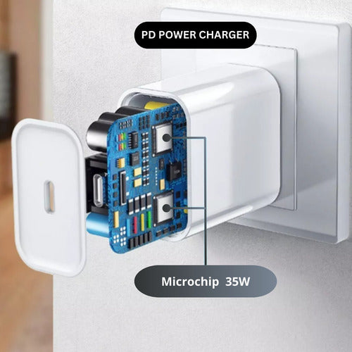Fonte Turbo Ultra Pro Max Carregador 35w Para iPhone Cor Branco