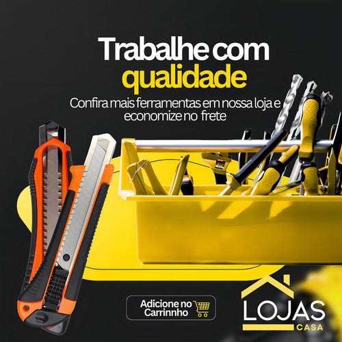 Kit 3 Estilete Profissional 18mm Com Trava 3 Lâminas Reserva Lojas Casa