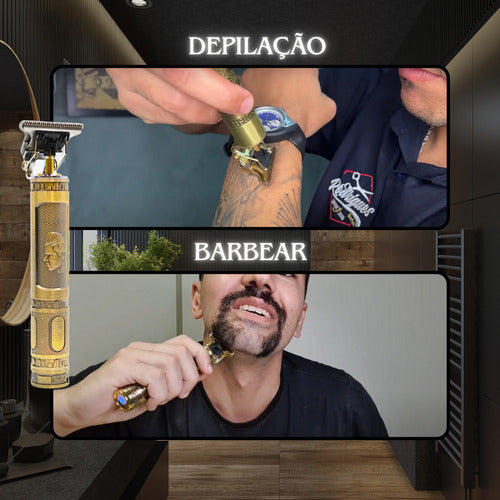 Máquina Cortar Cabelo Fazer Barba Acabamento Refinado Metal